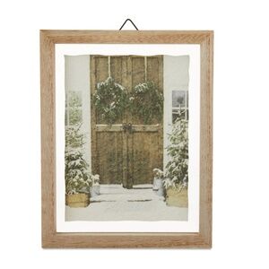 NEW My Texas House Rustic Door w Wreaths Framed Hanging Christmas Decor 8x10
